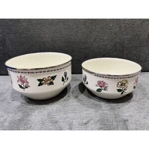 Rare Vintage Mixing Bowls Set of 2 Botanical Gardens Tabletops Unlimited Enamel